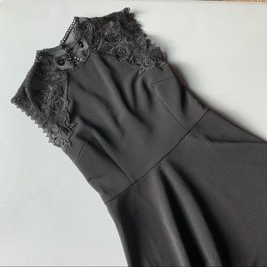 Black lace dress with rose detail